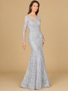 Formal Dresses Mermaid Long Sleeve Formal Lace Evening Dress Silver