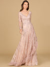 Formal Dresses A Line Long Sleeve Formal Beaded Evening Dress Blush