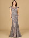 Formal Dresses Long Formal Beaded Applique Evening Dress Charcoal