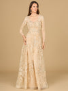 Formal Dresses Long Sleeve A Line Formal Lace Dress Champagne