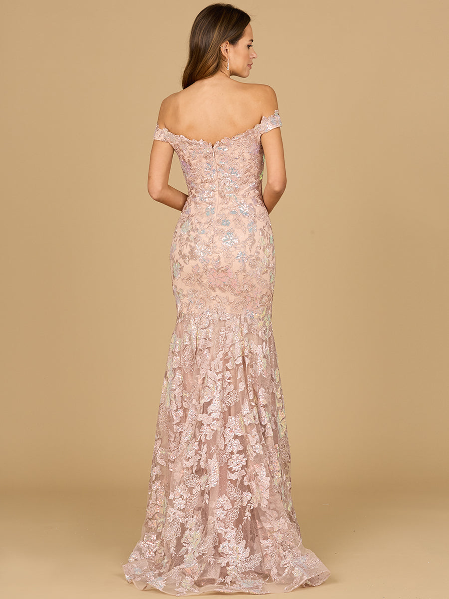 Prom Dresses Long Floral Lace Formal Pattern Prom Dress Blush