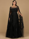 Mother of the Bride Dresses Long Cape Formal Mother of the Bride Lace Dress Black