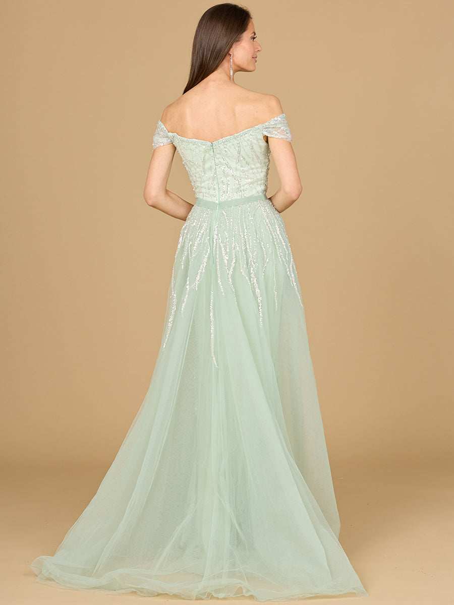 Formal Dresses Beaded Long Formal Overskirt Evening Dress Dusty Sage