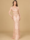 Formal Dresses  Beaded Long Sleeve Evening Formal Dress Rose Gold