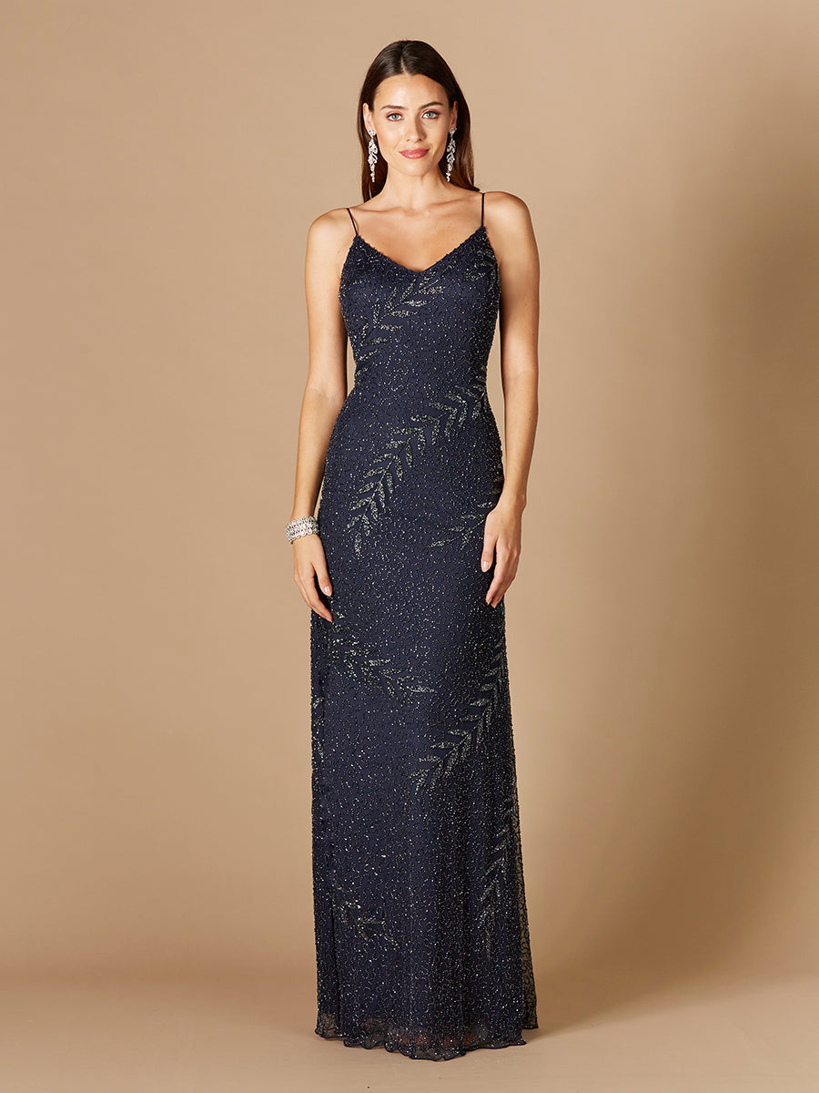 Prom Dresses Beaded Long Formal Evening Prom Dress Navy