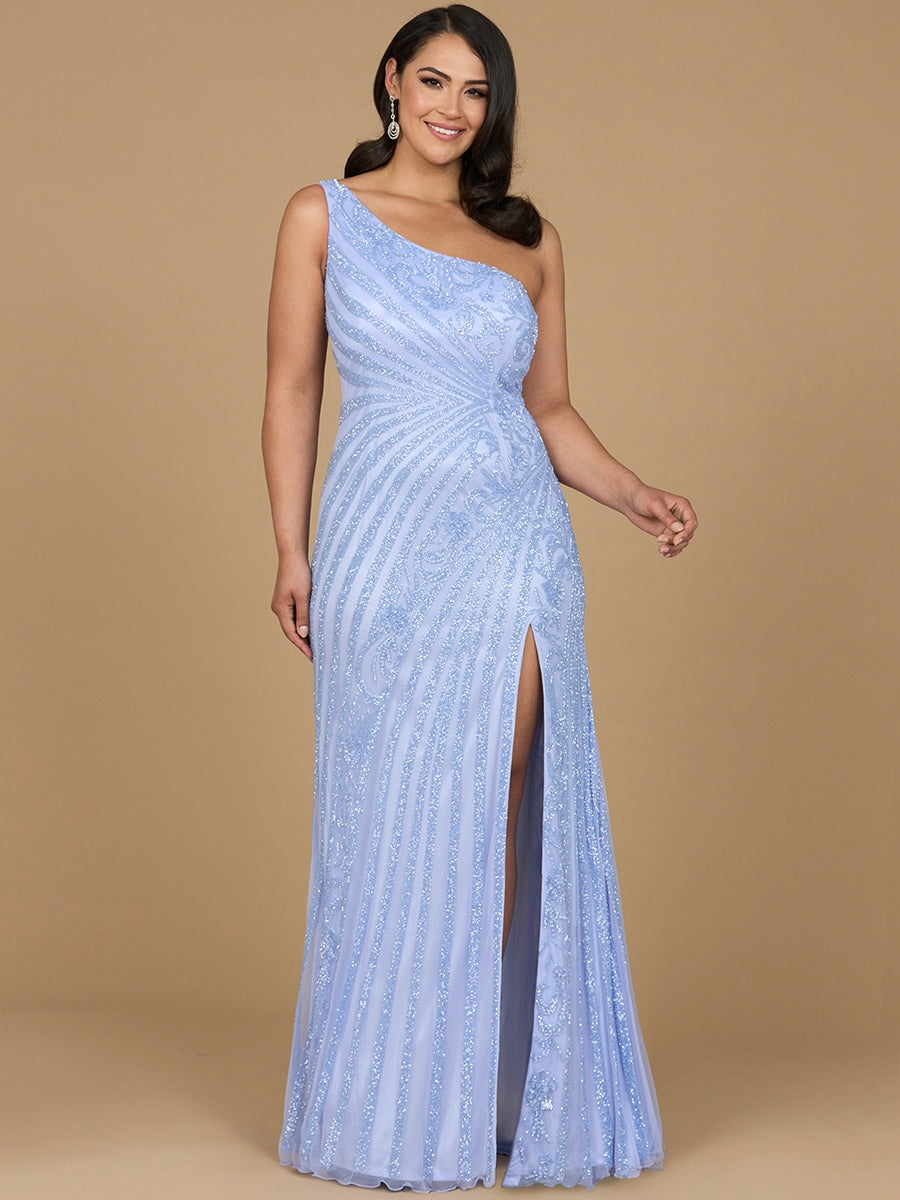 Prom Dresses Long Formal Beaded Slit Prom Dress Blue Iris