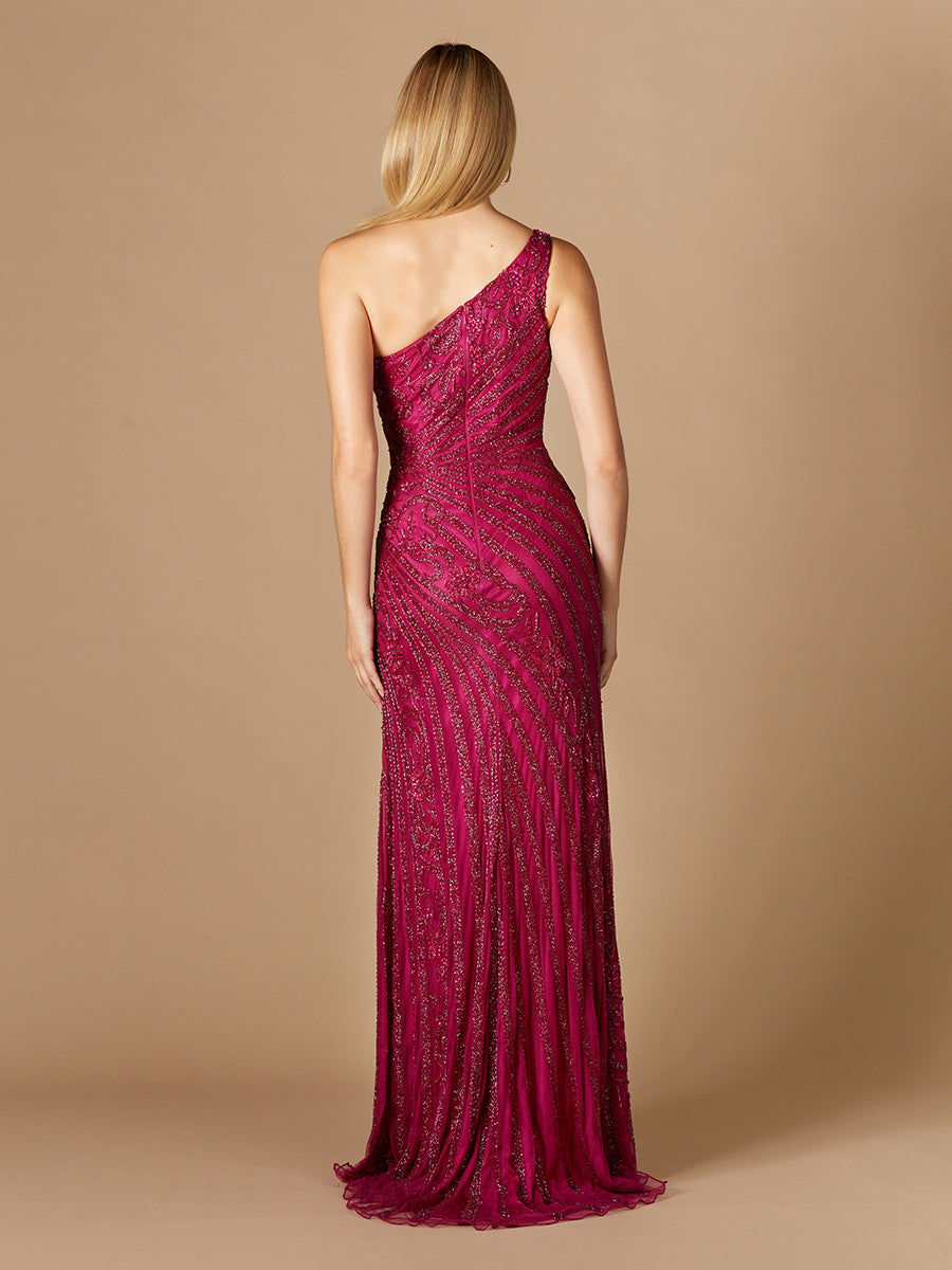 Prom Dresses Long Formal Beaded Slit Prom Dress Fuchsia