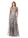 Formal Dresses Long Ball Gown Pattern Lace Evening Dress Grey