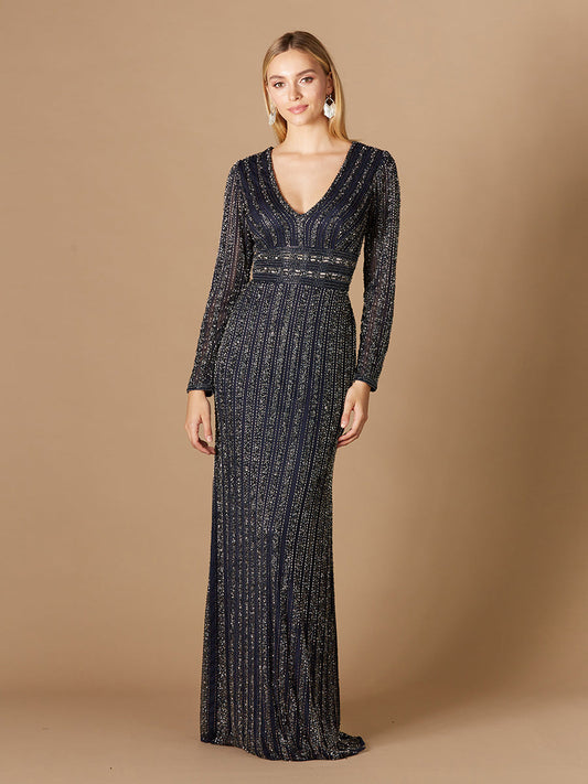 Formal Dresses Long Beaded Sequin Formal Evening Dress Navy