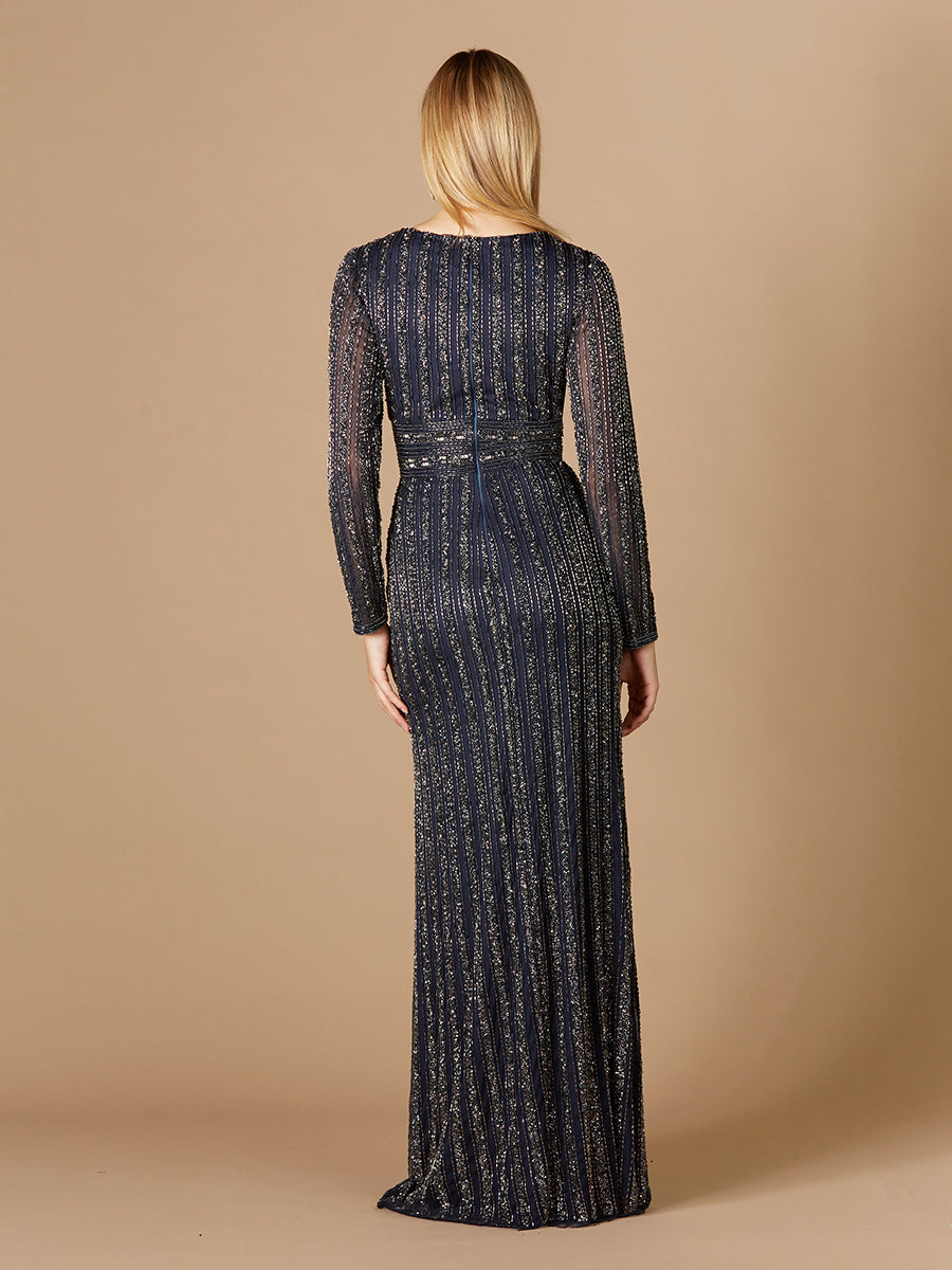 Formal Dresses Long Beaded Sequin Formal Evening Dress Navy