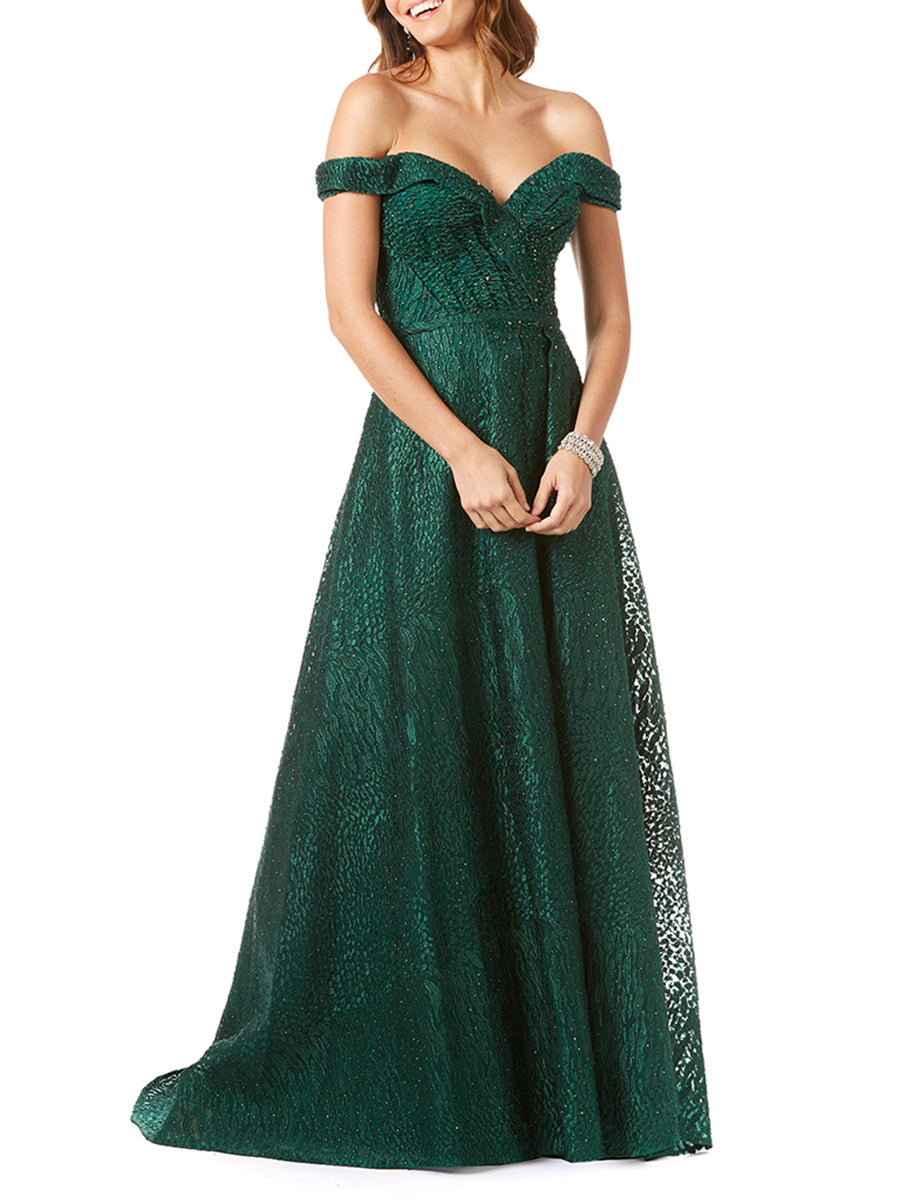 Prom Dresses Formal Long Prom Lace A Line Dress Green