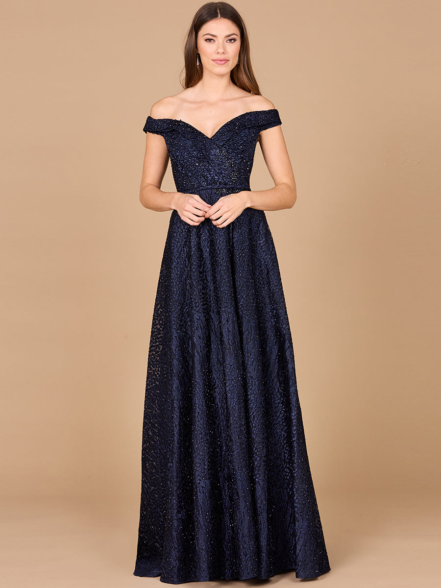 Prom Dresses Formal Long Prom Lace A Line Dress Navy