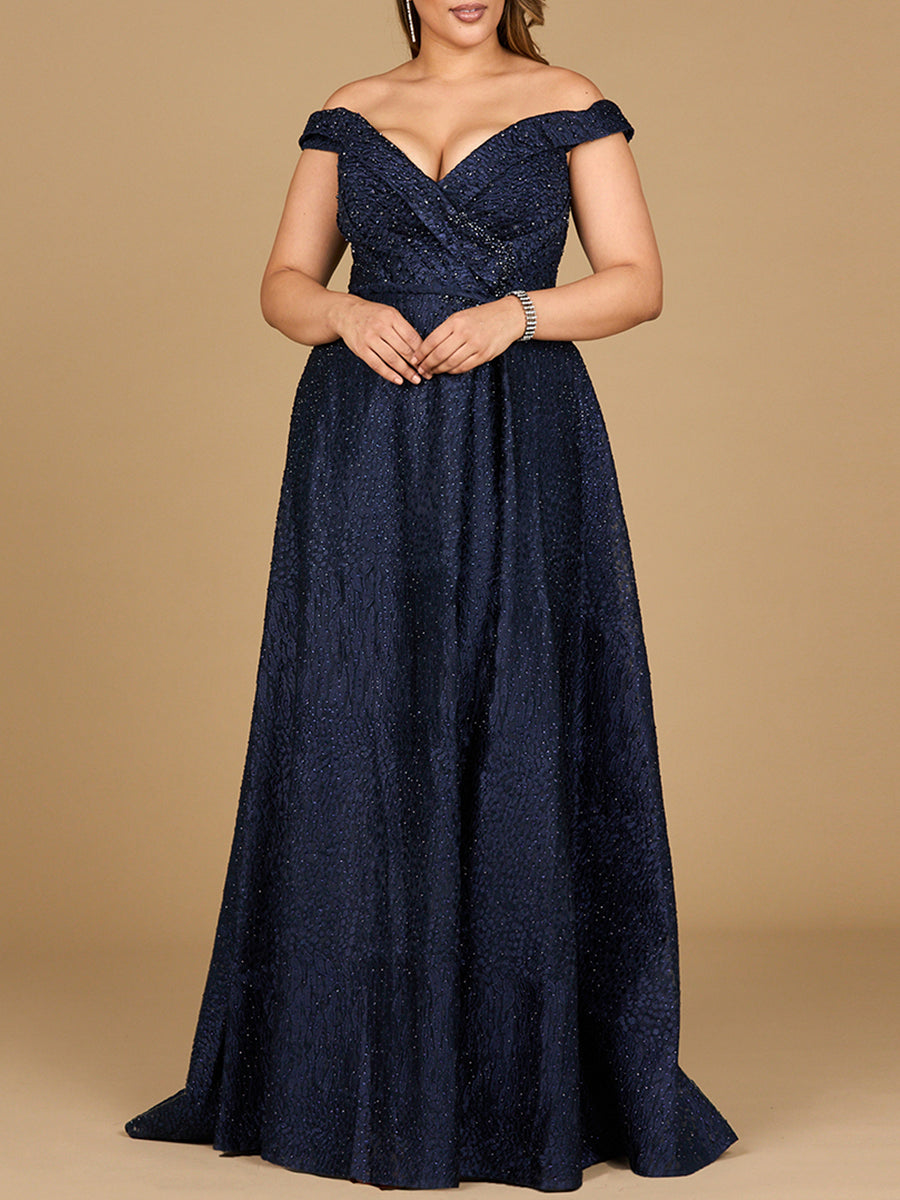 Prom Dresses Formal Long Prom Lace A Line Dress Navy
