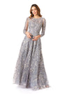 Formal Dresses Beaded Long A Line Formal Lace Evening Dress Steel/Blue