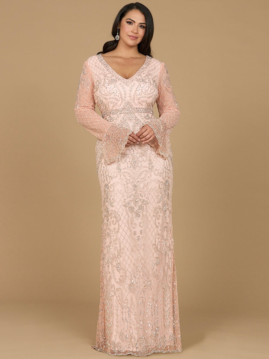 Mother of the Bride Dresses Long Mother of the Bride Beaded Formal Pattern Dress Blush