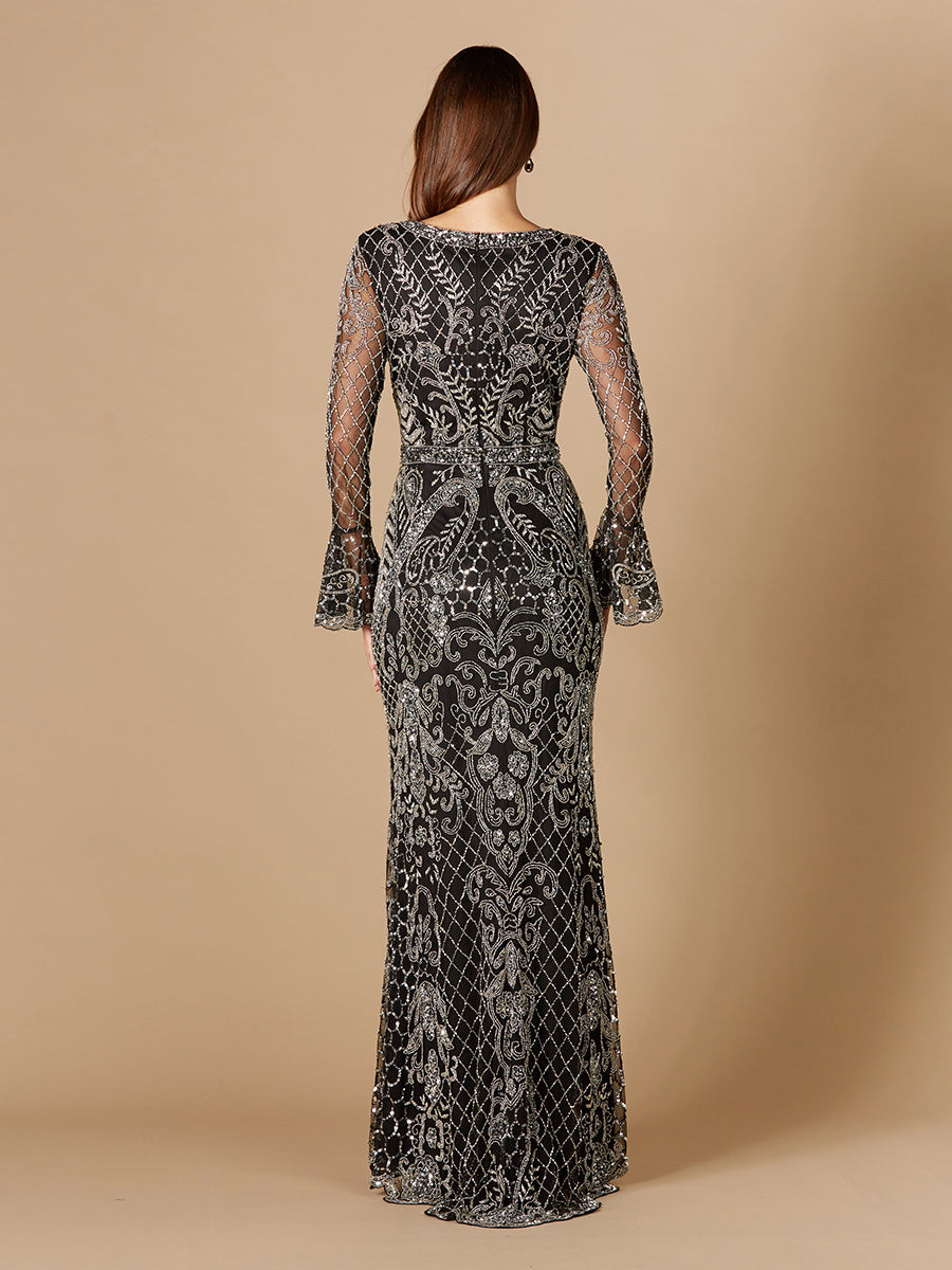 Mother of the Bride Dresses Long Mother of the Bride Beaded Formal Pattern Dress Black/Silver