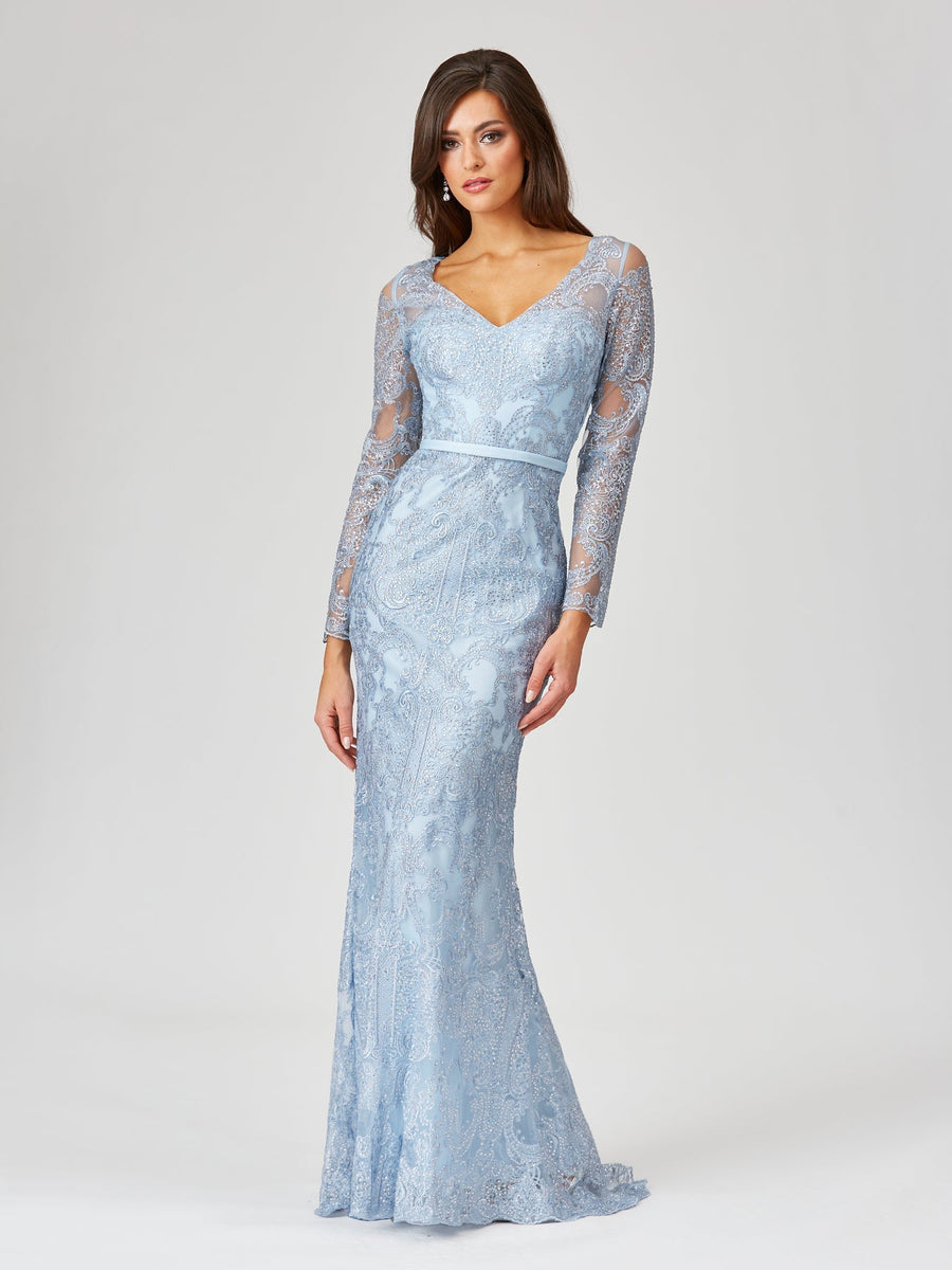 Mother of the Bride Dresses Long Formal Mermaid Mother of the Bride Lace Dress Light Blue