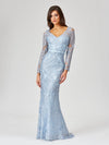 Mother of the Bride Dresses Long Formal Mermaid Mother of the Bride Lace Dress Light Blue