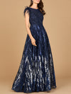 Formal Dresses Long Ball Gown Formal Lace Feather Evening Dress Navy