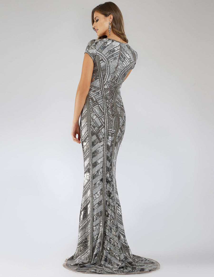 Formal Dresses Beaded Sequin Long Pattern Evening Formal Dress Platinum