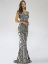 Formal Dresses Beaded Sequin Long Pattern Evening Formal Dress Platinum