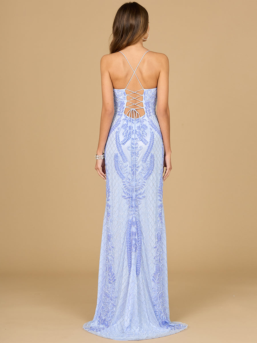 Prom Dresses Fitted Long Beaded Formal Pattern Prom Dress Periwinkle