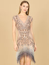 Cocktail Dresses Beaded Mini Short Cocktail Fringe Dress Blush