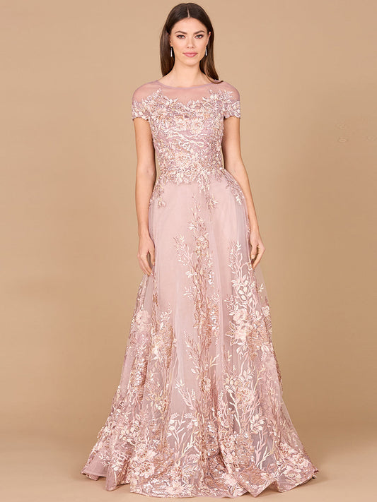 Formal Dresses Long Floral Print Formal Evening Dress Dusty Rose
