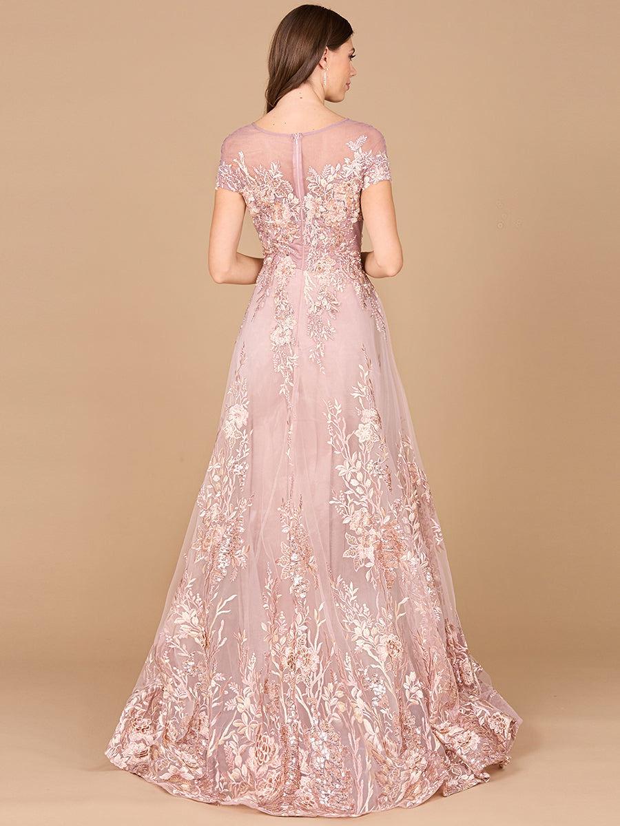 Formal Dresses Long Floral Print Formal Evening Dress Dusty Rose
