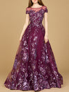 Formal Dresses Long Floral Print Formal Evening Dress Eggplant