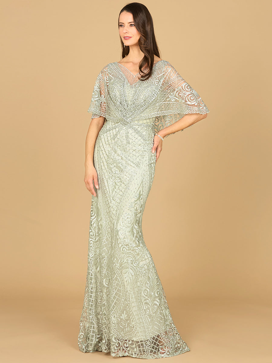 Mother of the Bride Dresses Floral Pattern Long Mother of the Bride Lace Dress Glacial Green