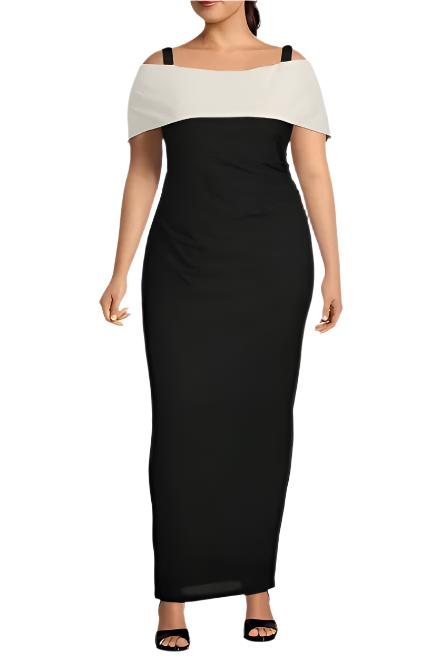 Formal Dresses Fitted Long Formal Plus Size Evening Dress Black Ivory