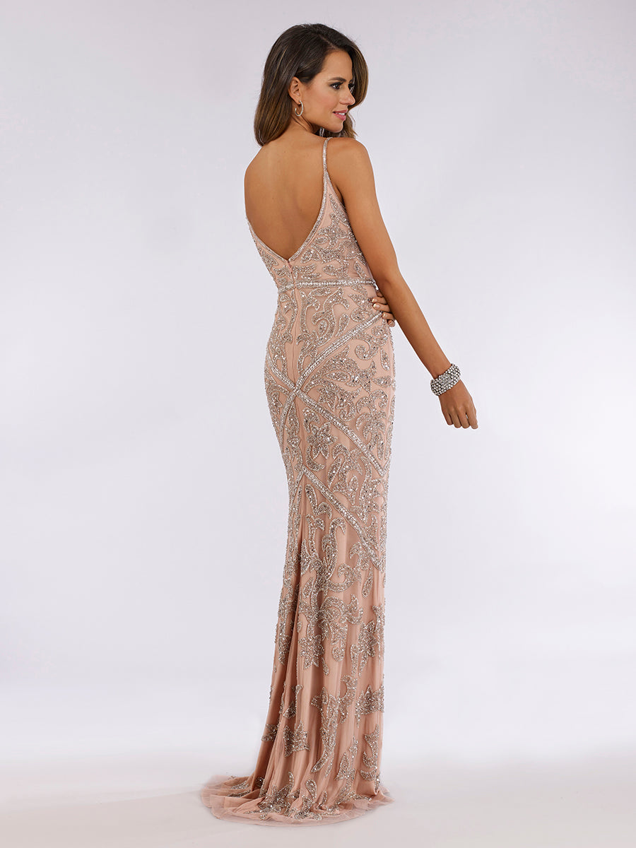 Prom Dresses Prom Fitted Long Formal Beaded Dress Blush