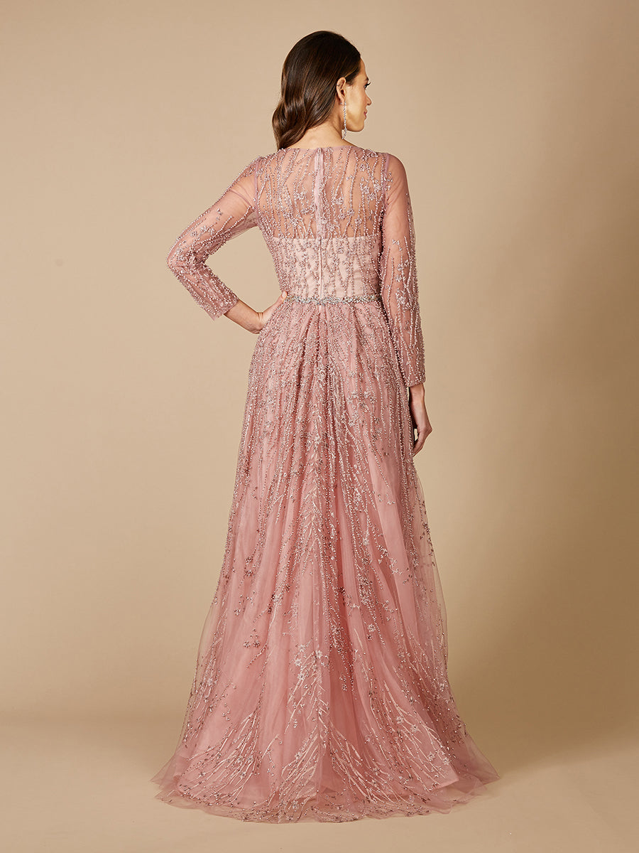 Mother of the Bride Dresses Long Lace Ball Gown Mother of the Bride Overskirt Dress Dusty Rose