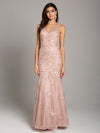 Formal Dresses Long Formal Floral Lace Applique Evening Dress Blush