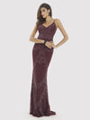 Prom Dresses Beaded Long Formal Fitted Prom Dress Wine