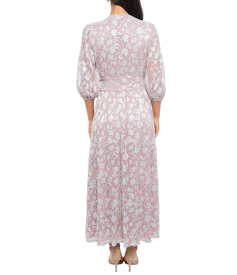 Plus Size Dresses A Line Long Formal Metallic Floral Plus Size Dress Blush