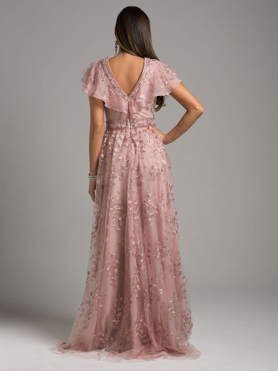 Formal Dresses A Line Long Lace Floral Applique Formal Evening Dress Mauve