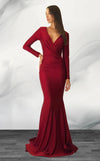 Prom Dresses Fitted Formal Long Sleeve Evening Dress Burgundy