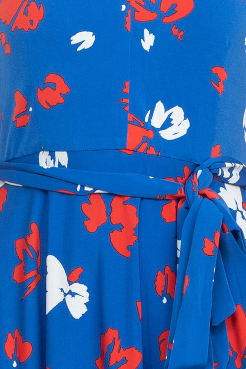 Cocktail Dresses Printed Short Cocktail Knee Length Dress Blue Multi