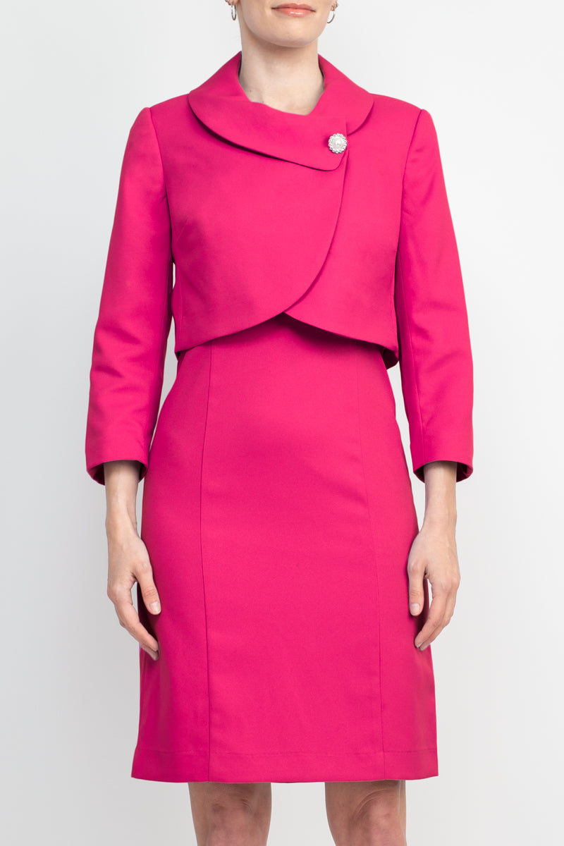 Cocktail Dresses  Short Cocktail Fitted Jacket Dress Hot Pink