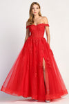 Prom Dresses A Line Long Formal Applique Prom DressRed