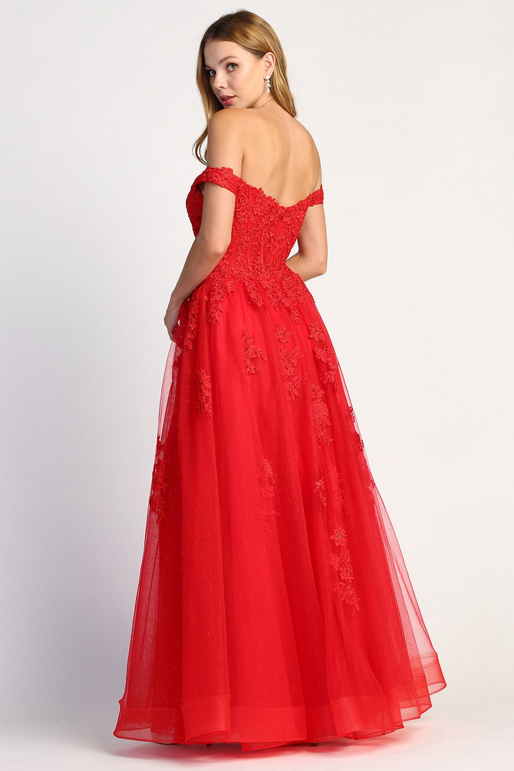 Prom Dresses A Line Long Formal Applique Prom DressRed