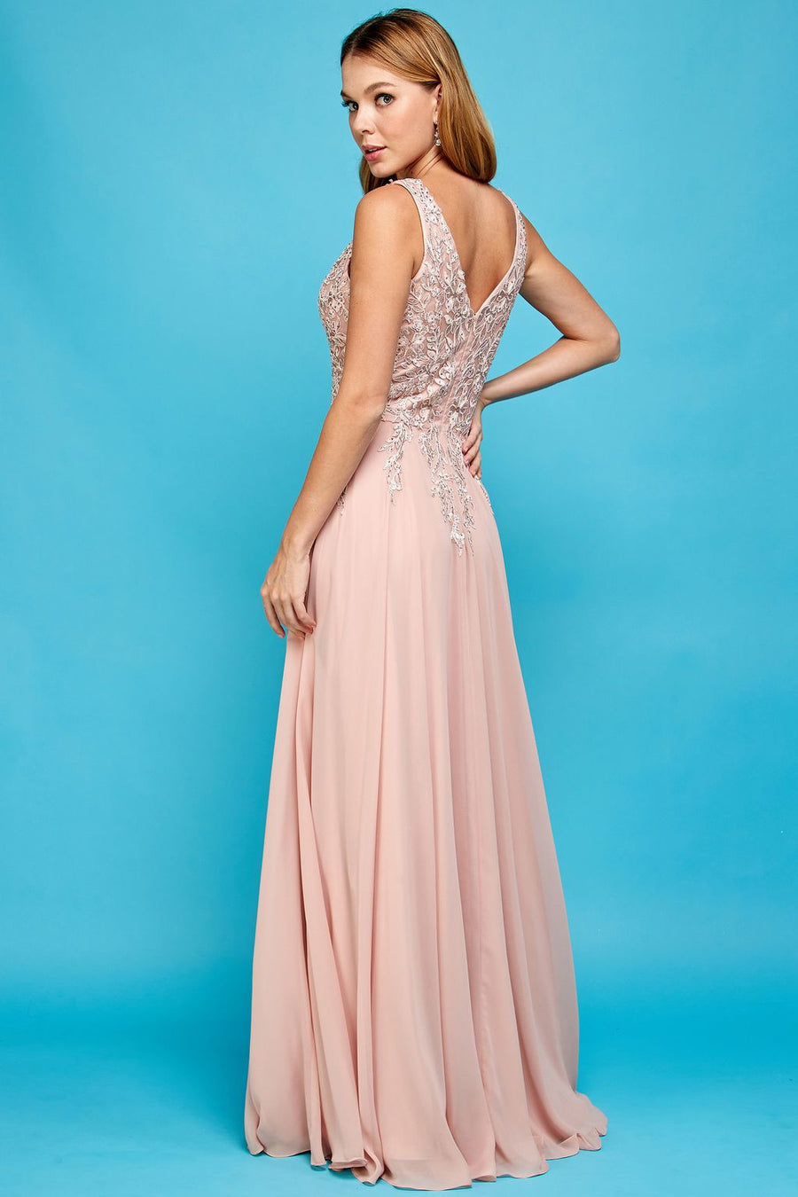 Prom Dresses Prom A Line Long Formal Slit DressDusty Rose