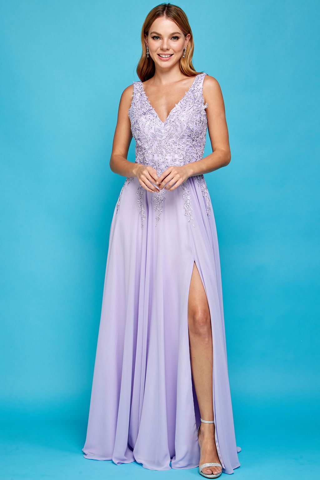 Prom Dresses Prom A Line Long Formal Slit Dress Lavender