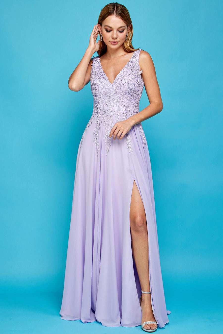 Prom Dresses Prom A Line Long Formal Slit Dress Lavender