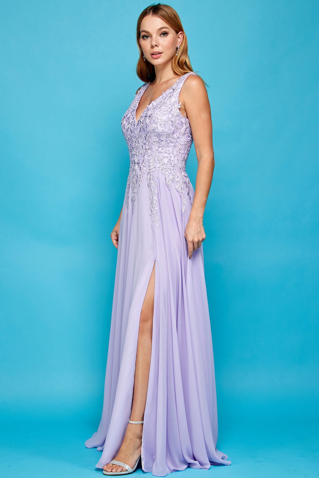 Prom Dresses Prom A Line Long Formal Slit Dress Lavender