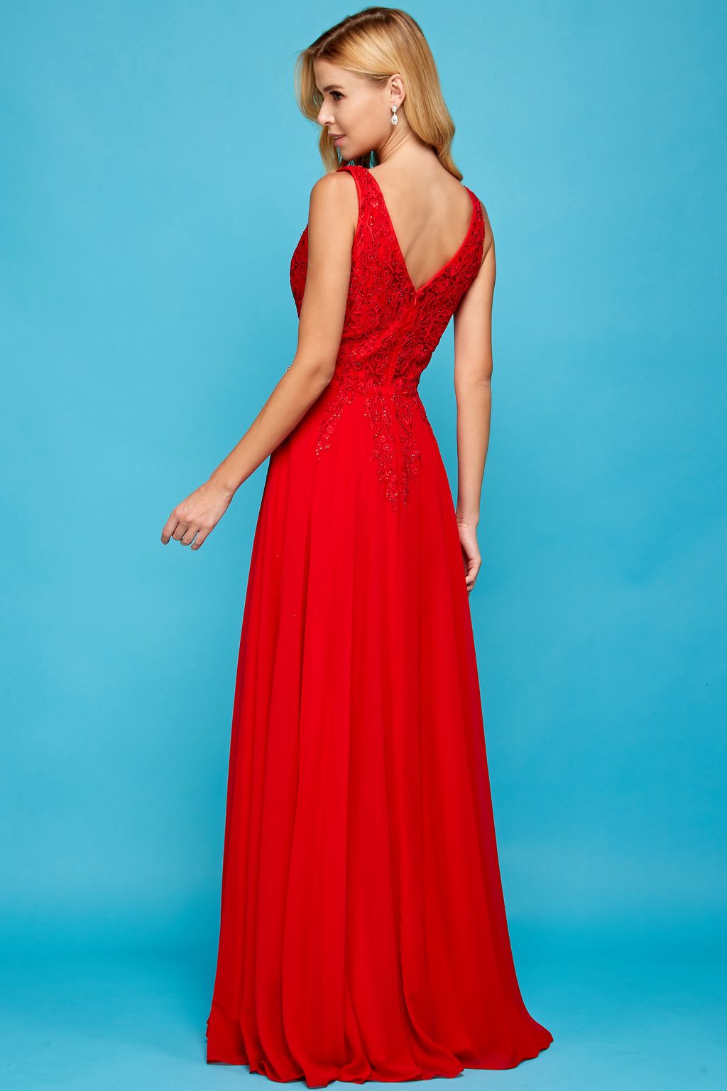 Prom Dresses Prom A Line Long Formal Slit DressRed