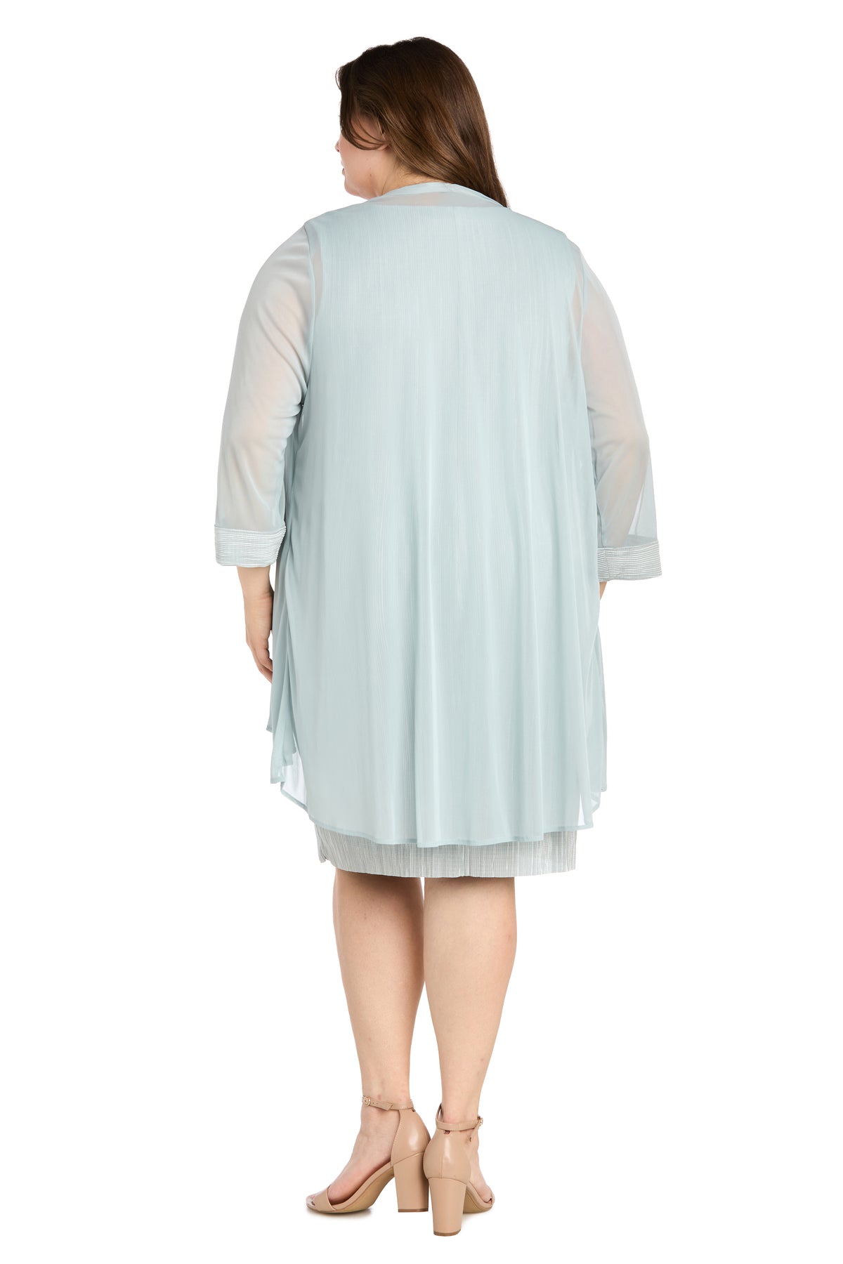 Plus Size Dresses Pleated Short Plus Size Glitter Jacket Dress Sage