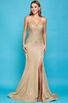 Prom Dresses Long Fitted Formal Metallic Prom Dress Champagne